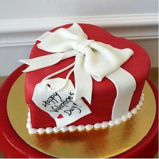 Valentine special heart shape cake with ribbon on top Valentine Week Delivery Jaipur, Rajasthan